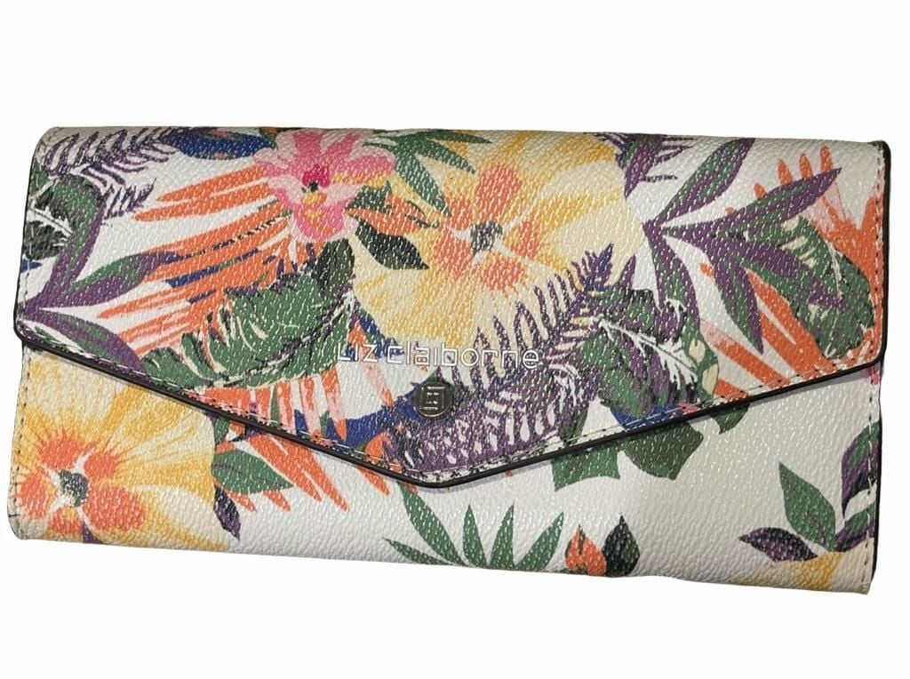 VTG Wallet Trifold Tropical Long Floral Print Liz Claiborne Resort Vacation 2