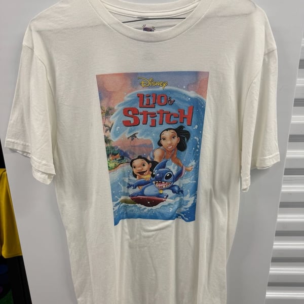 Millennial Lilo & Stitch Surfing Graphic T-Shirt White M
