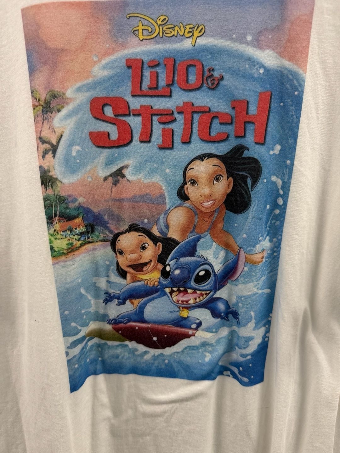 Millennial Lilo & Stitch Surfing Graphic T-Shirt White M 2