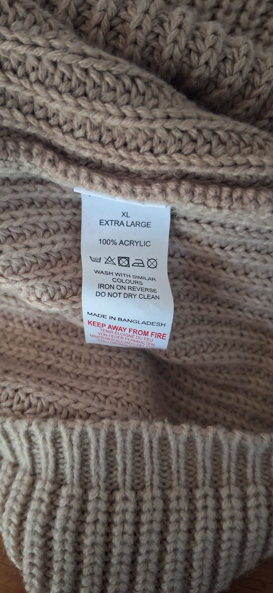 PrettyLittleThing Oversized Sweater Sz XL, Stone, Tan, Boohoo Boyfriend Jumper 16