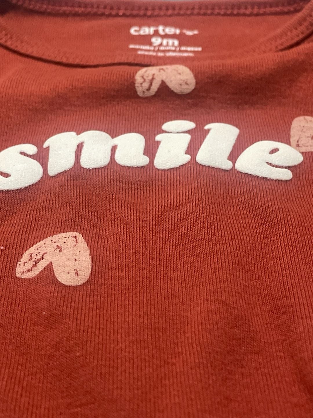 Carter's Smile Heart Print Long Sleeve Bodysuit Size 9m 4