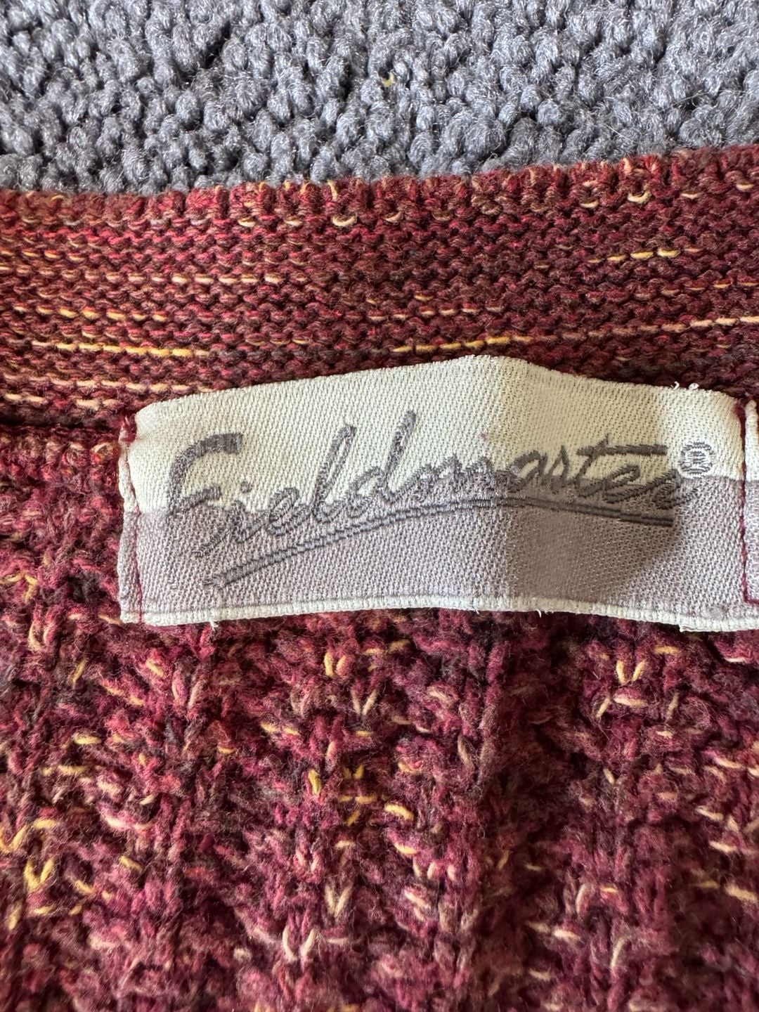 Fieldmaster V-Neck Sweater Size S Red Melange Ribbed Knit USA Made 2