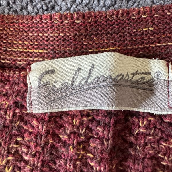 Fieldmaster V-Neck Sweater Size S Red Melange Ribbed Knit USA Made