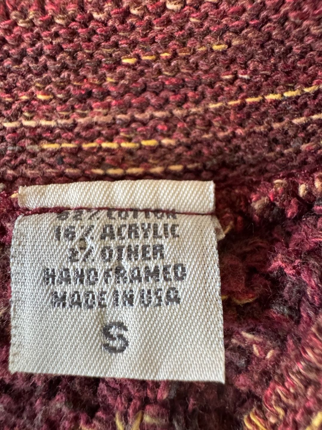 Fieldmaster V-Neck Sweater Size S Red Melange Ribbed Knit USA Made 3