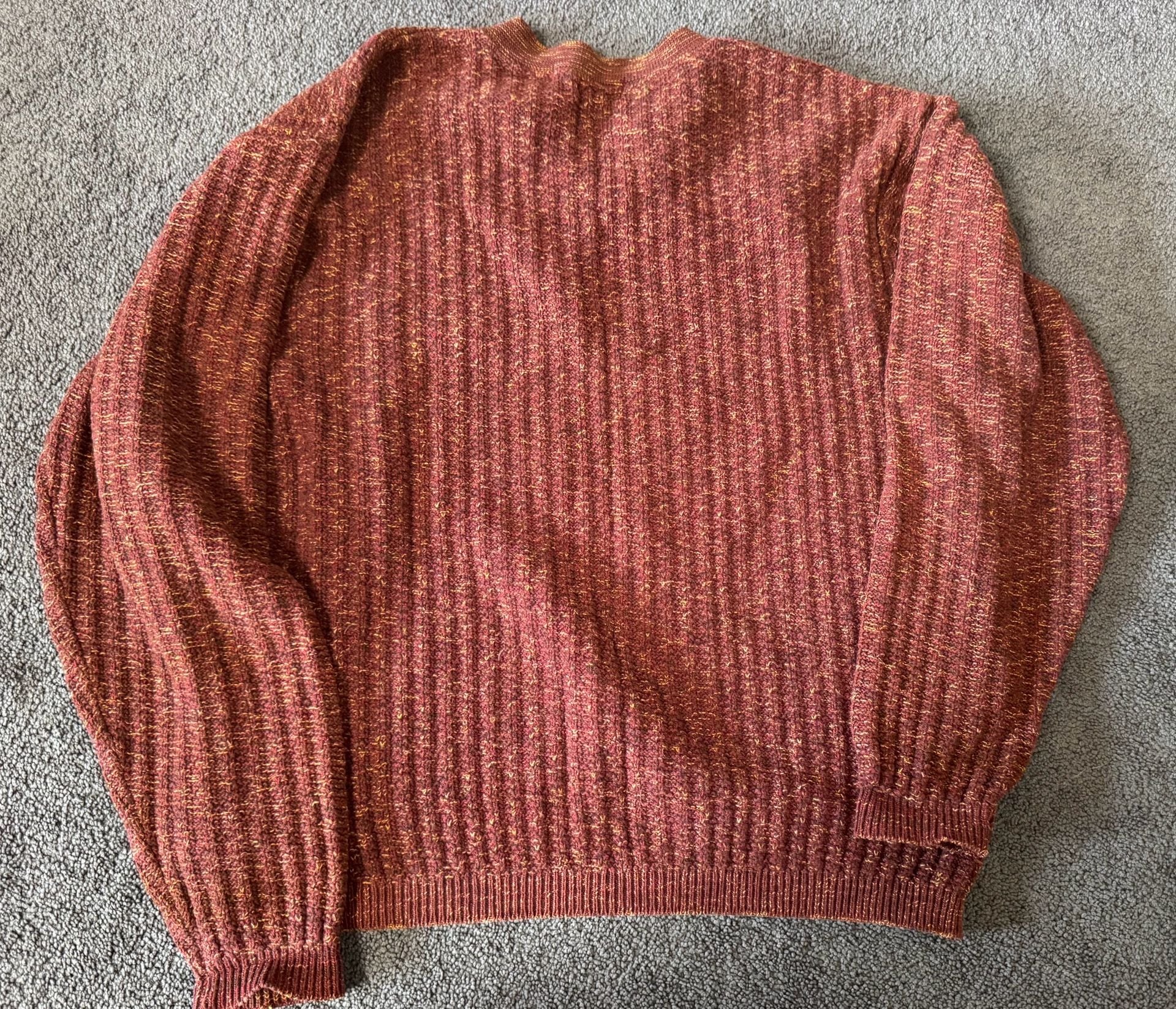 Fieldmaster V-Neck Sweater Size S Red Melange Ribbed Knit USA Made 5