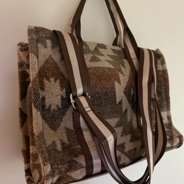 Jen & Co Aztec Tote Bag Brown Southwestern Crossbody
