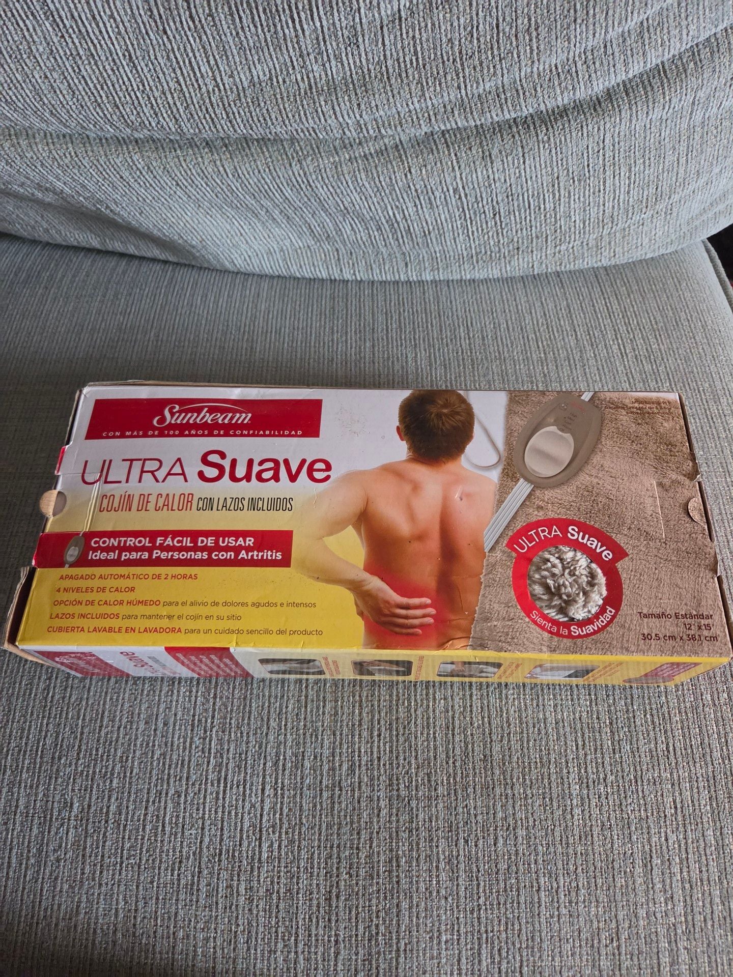Sunbeam Ultra Soft Heating Pad with Integrated Ties Standard Size 12x15 1
