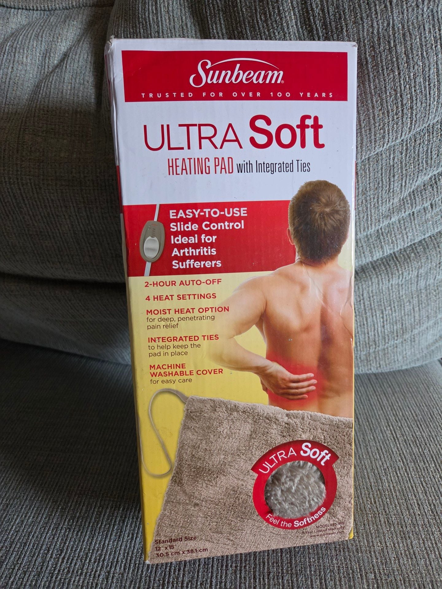Sunbeam Ultra Soft Heating Pad with Integrated Ties Standard Size 12x15 4