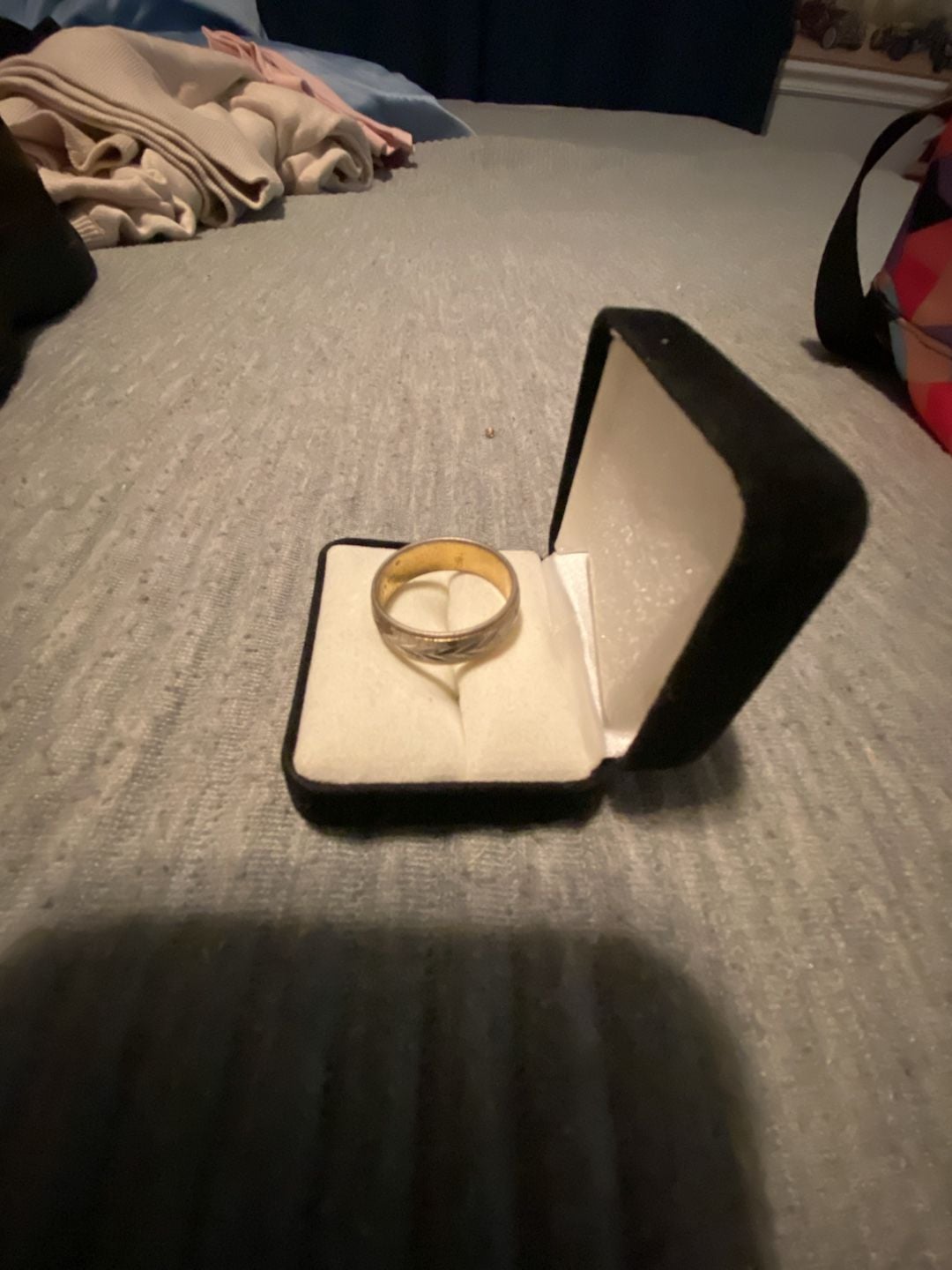 Two-Tone Gold Weave Carved Finish Wedding Band Ring 2
