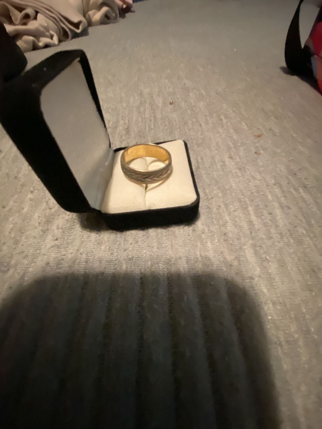 Two-Tone Gold Weave Carved Finish Wedding Band Ring 3