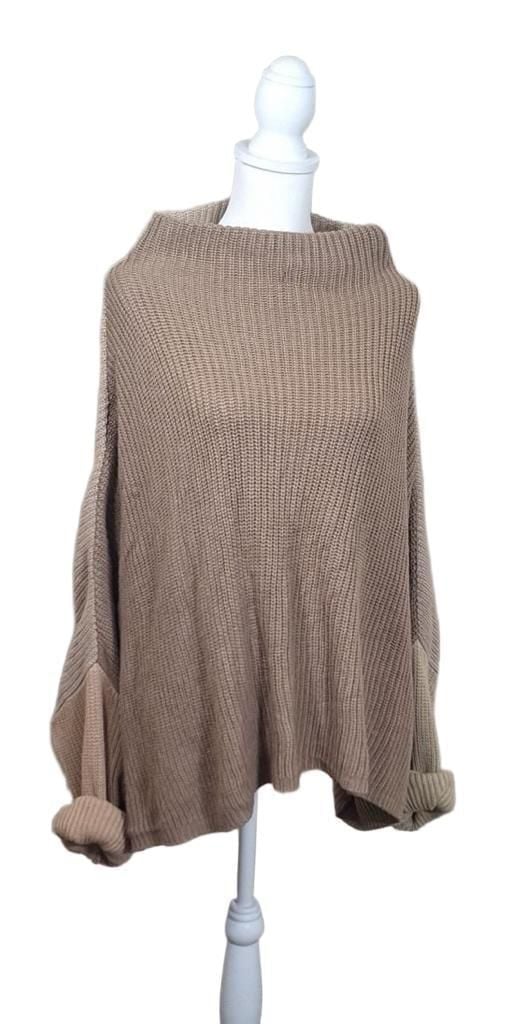 PrettyLittleThing Oversized Sweater Sz XL, Stone, Tan, Boohoo Boyfriend Jumper 6