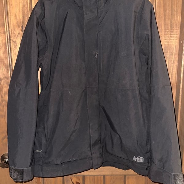 REI Co-op Rain Jacket Size Large Black Waterproof Hooded