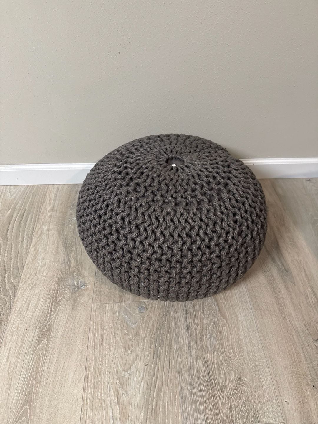 Christopher Knight Home Nahunta Modern Knitted Cotton Round Pouf Gray 2