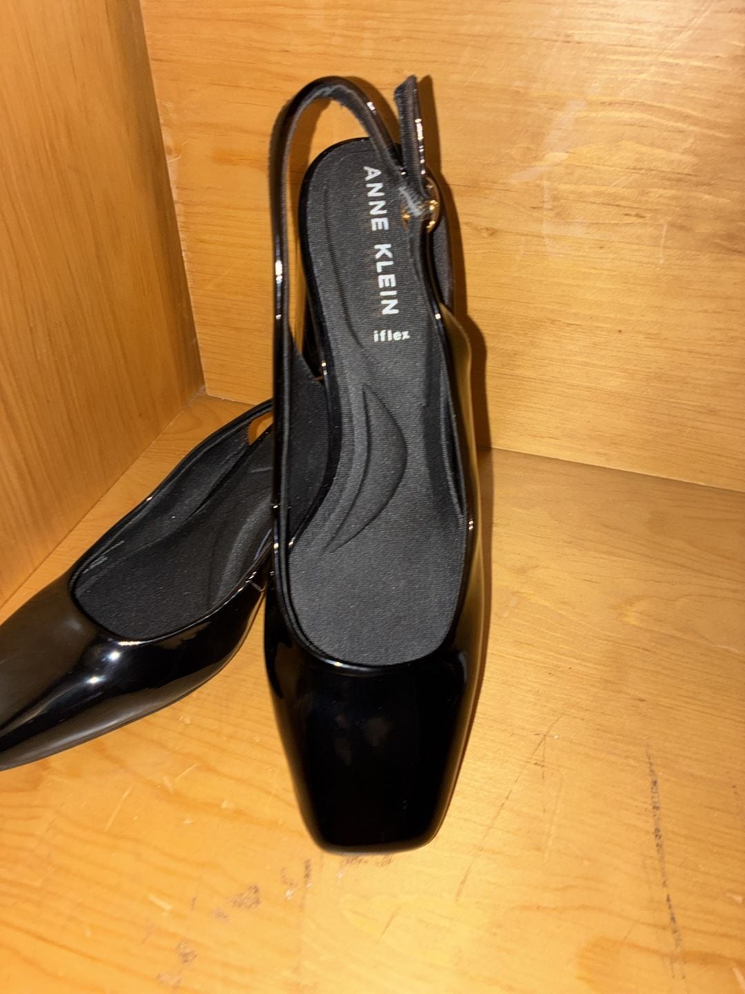 Anne Klein Black Patent Block Heel Slingback Pump 3