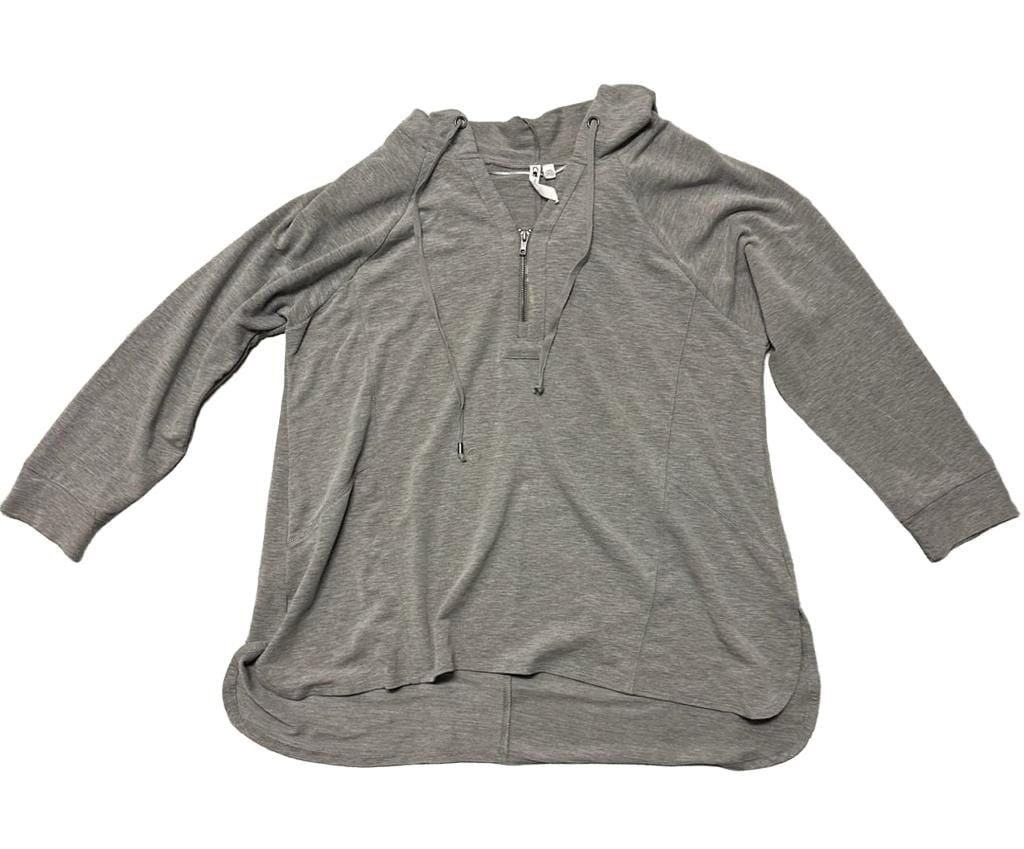 Cable & Gauge Woman Hoodie Size 1X Gray Quarter Zip Sweatshirt 2