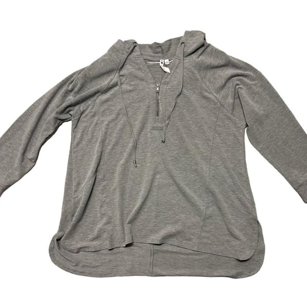 Cable & Gauge Woman Hoodie Size 1X Gray Quarter Zip Sweatshirt