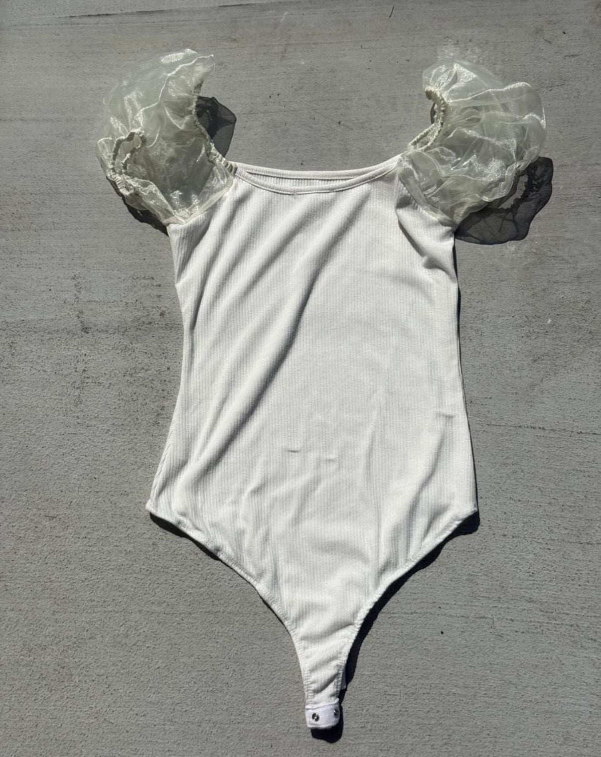 Altar'd State White Puff Sleeve Bodysuit Size S 3