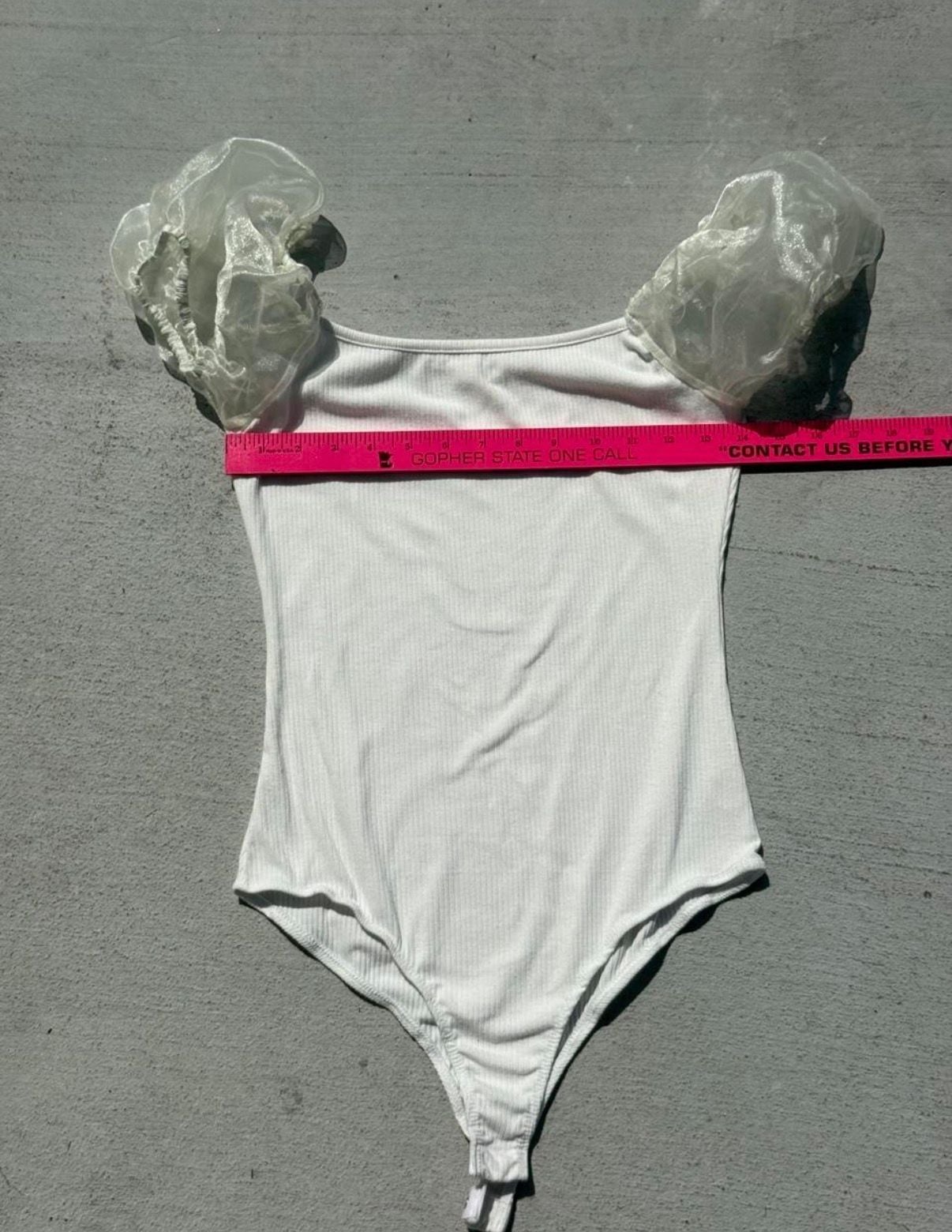 Altar'd State White Puff Sleeve Bodysuit Size S 4