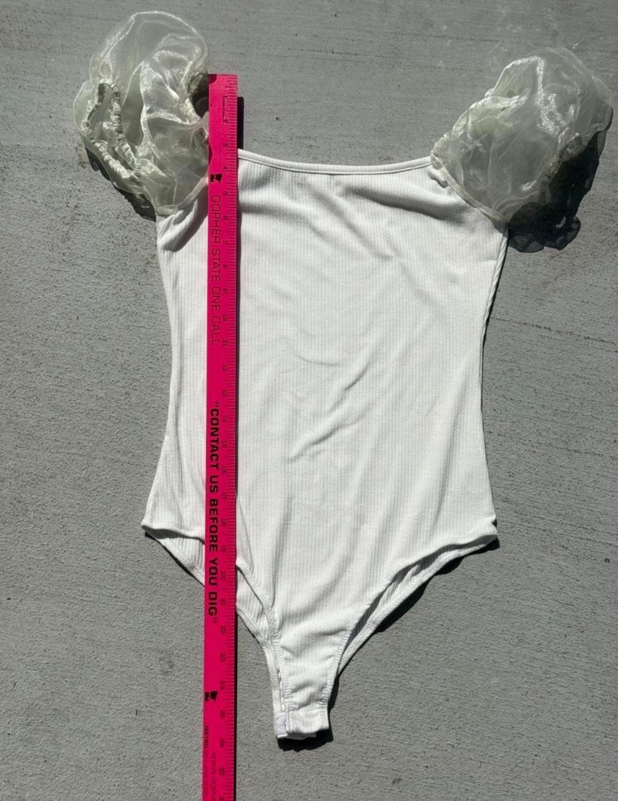 Altar'd State White Puff Sleeve Bodysuit Size S 5