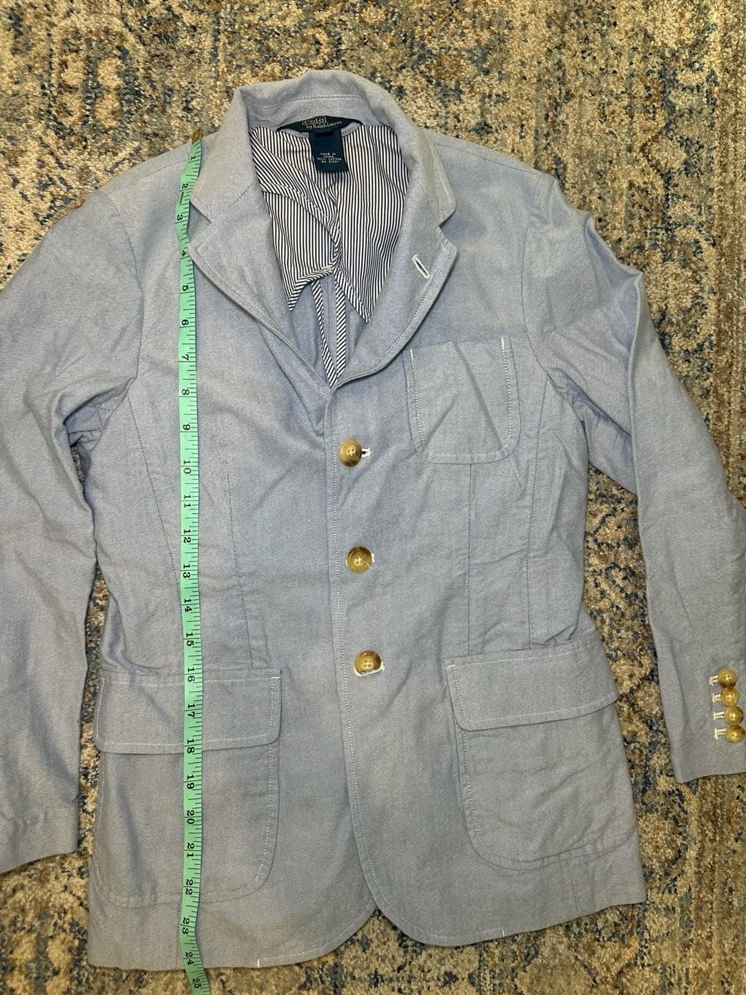 Polo By Ralph Lauren Blazer Size Boys S Blue Cotton Striped Lining 4