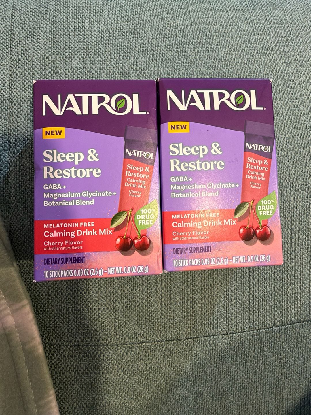 Natrol Sleep & Restore Calming Drink Mix Cherry 10 Stick Packs 2 Pack 1
