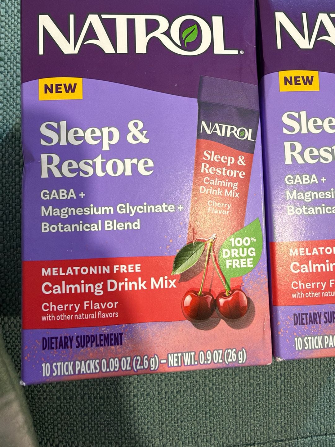 Natrol Sleep & Restore Calming Drink Mix Cherry 10 Stick Packs 2 Pack 2