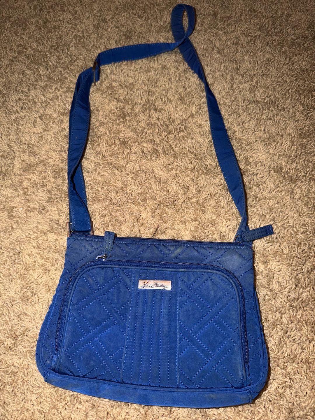Vera Bradley Blue Quilted Microfiber Crossbody Bag 2