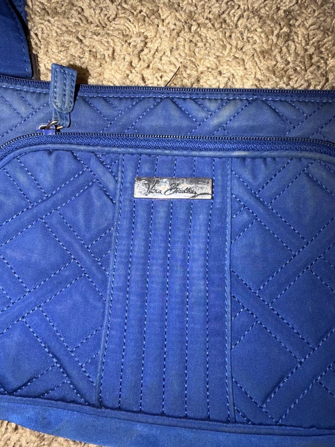 Vera Bradley Blue Quilted Microfiber Crossbody Bag 3