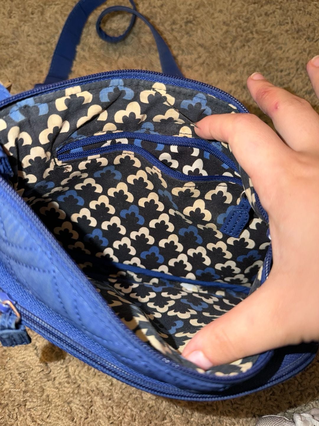 Vera Bradley Blue Quilted Microfiber Crossbody Bag 4