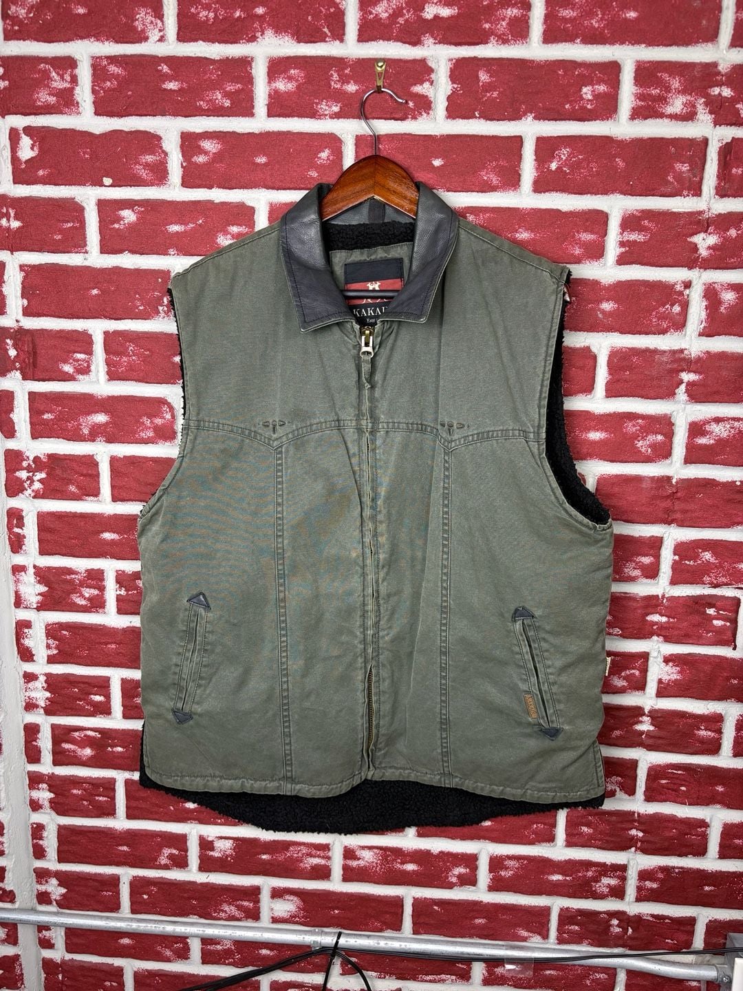 Kakadu Canvas Vest Men’s L Green Sherpa Lined Workwear 2