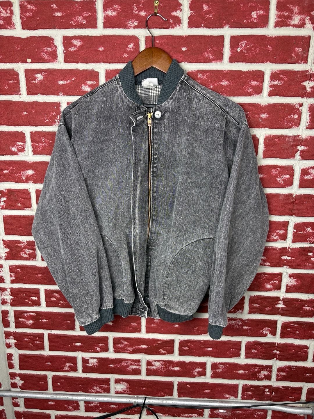 Vintage Carlyle Denim Bomber Jacket Men’s Small Acid Wash Gray 2