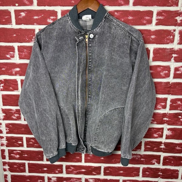 Vintage Carlyle Denim Bomber Jacket Men’s Small Acid Wash Gray