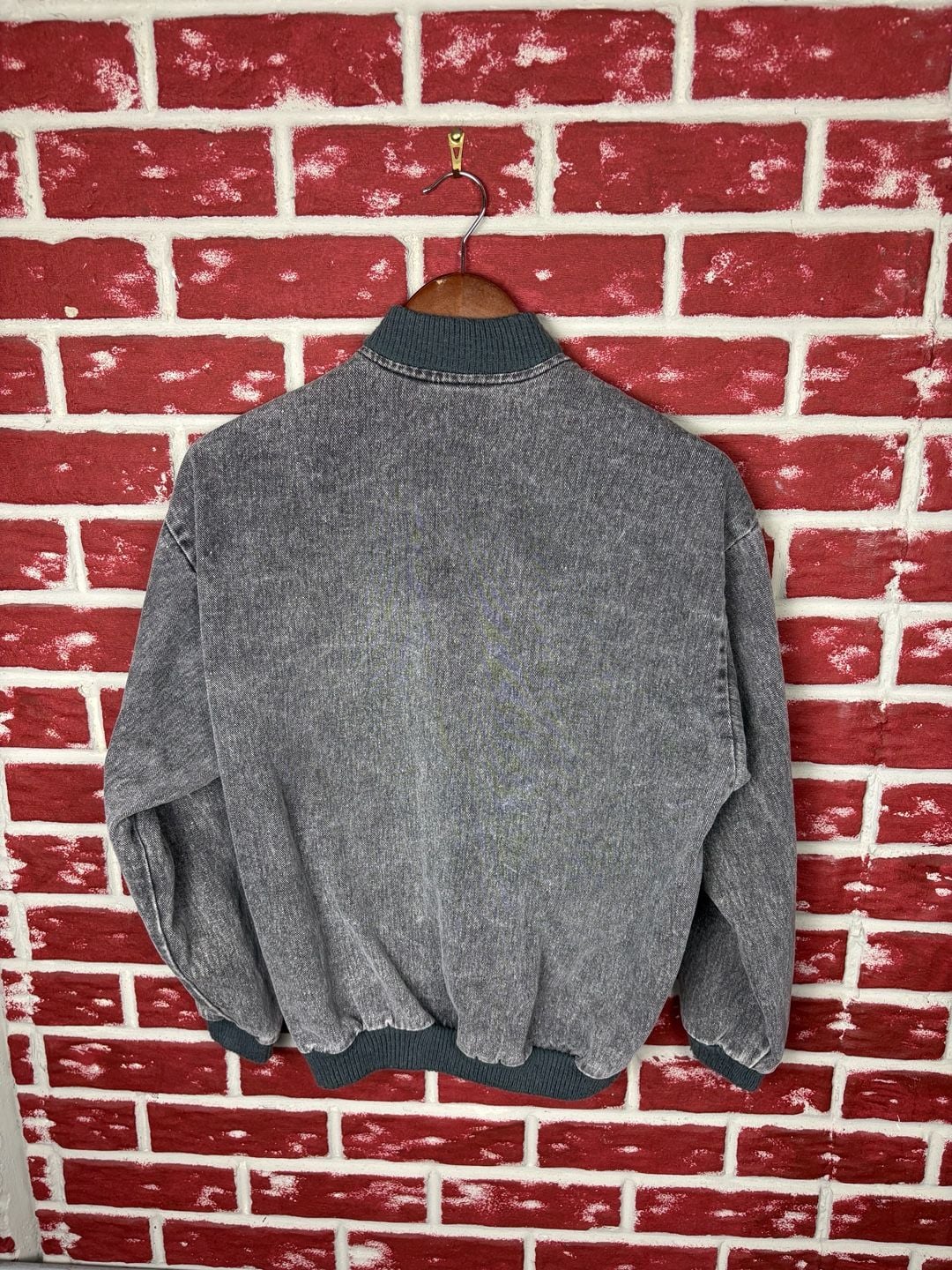 Vintage Carlyle Denim Bomber Jacket Men’s Small Acid Wash Gray 4