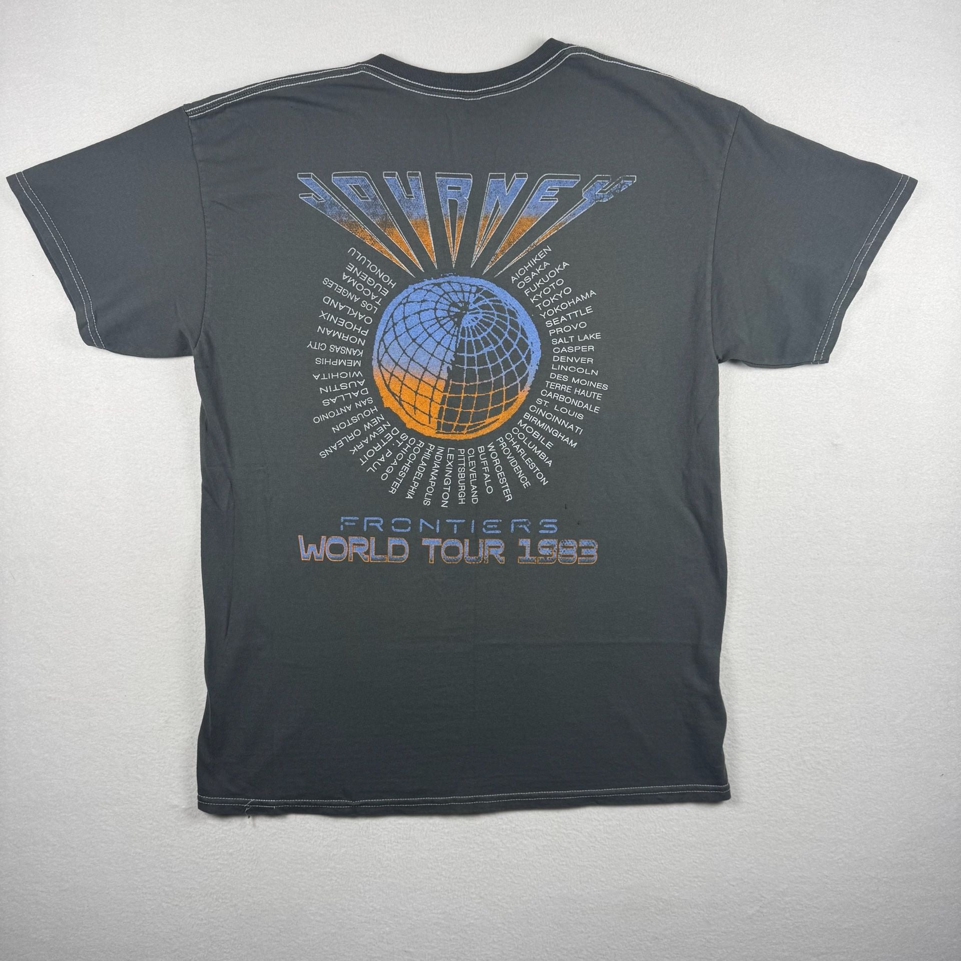 Junk Food Journey Frontiers World Tour 1983 T-Shirt Size M Gray Band Tee 8