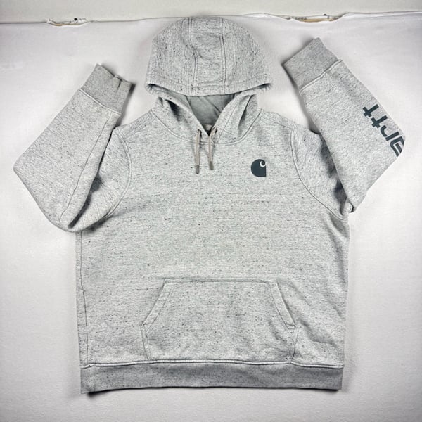Carhartt Clarksburg Hoodie Gray Speckled Fleece Logo Sleeve 2XL