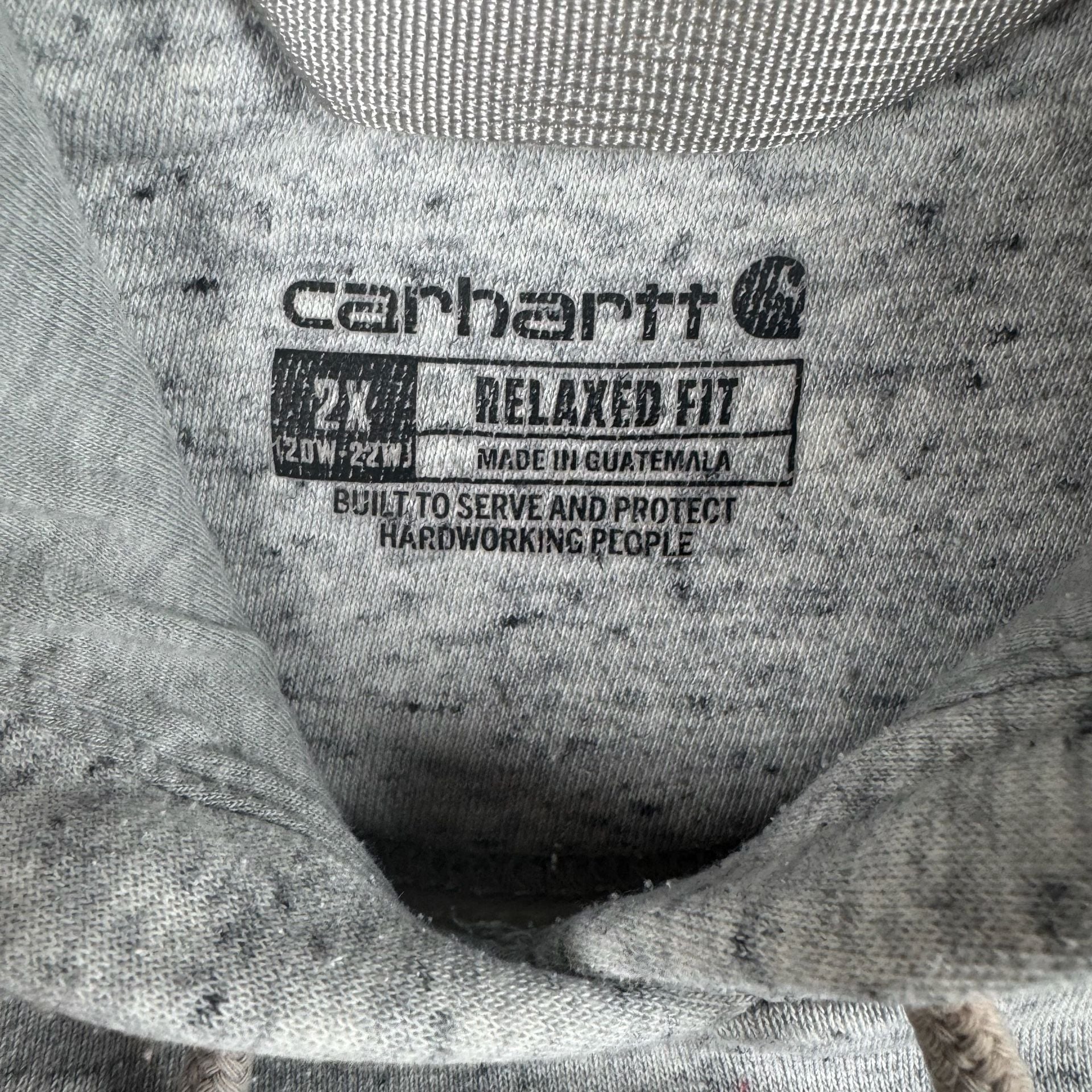 Carhartt Clarksburg Hoodie Gray Speckled Fleece Logo Sleeve 2XL 8