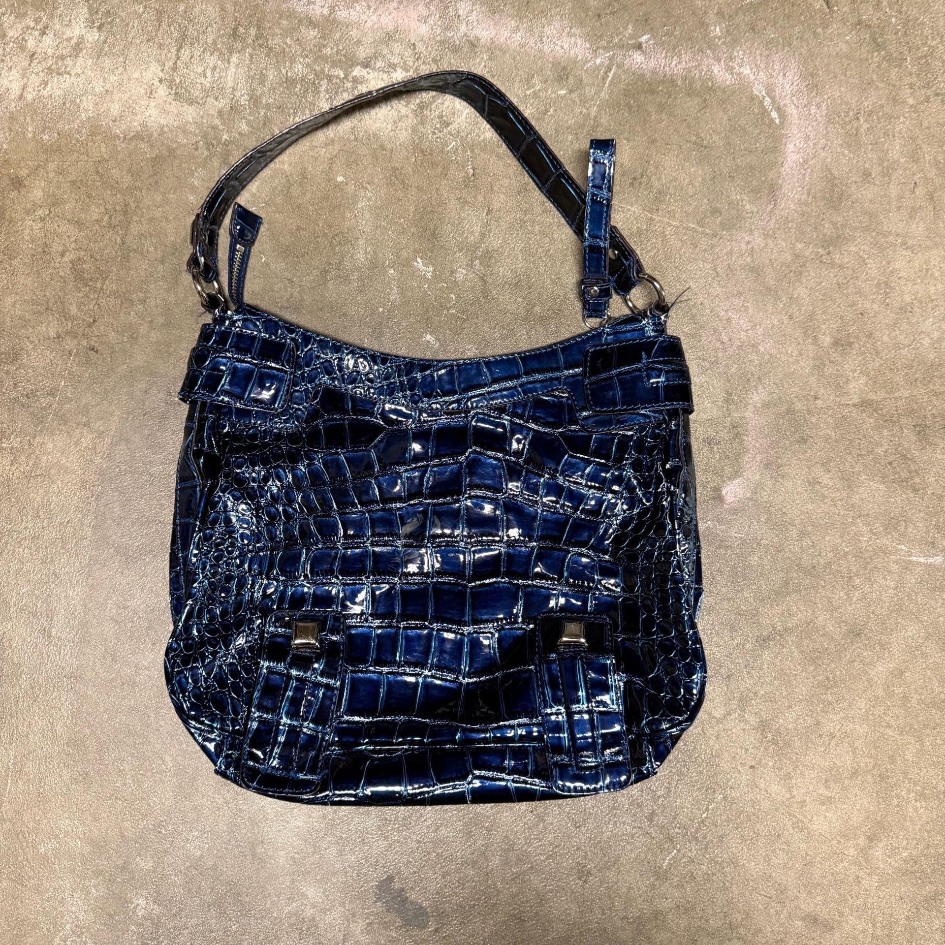 Guess Blue Croc Embossed Shoulder Bag Handbag 3