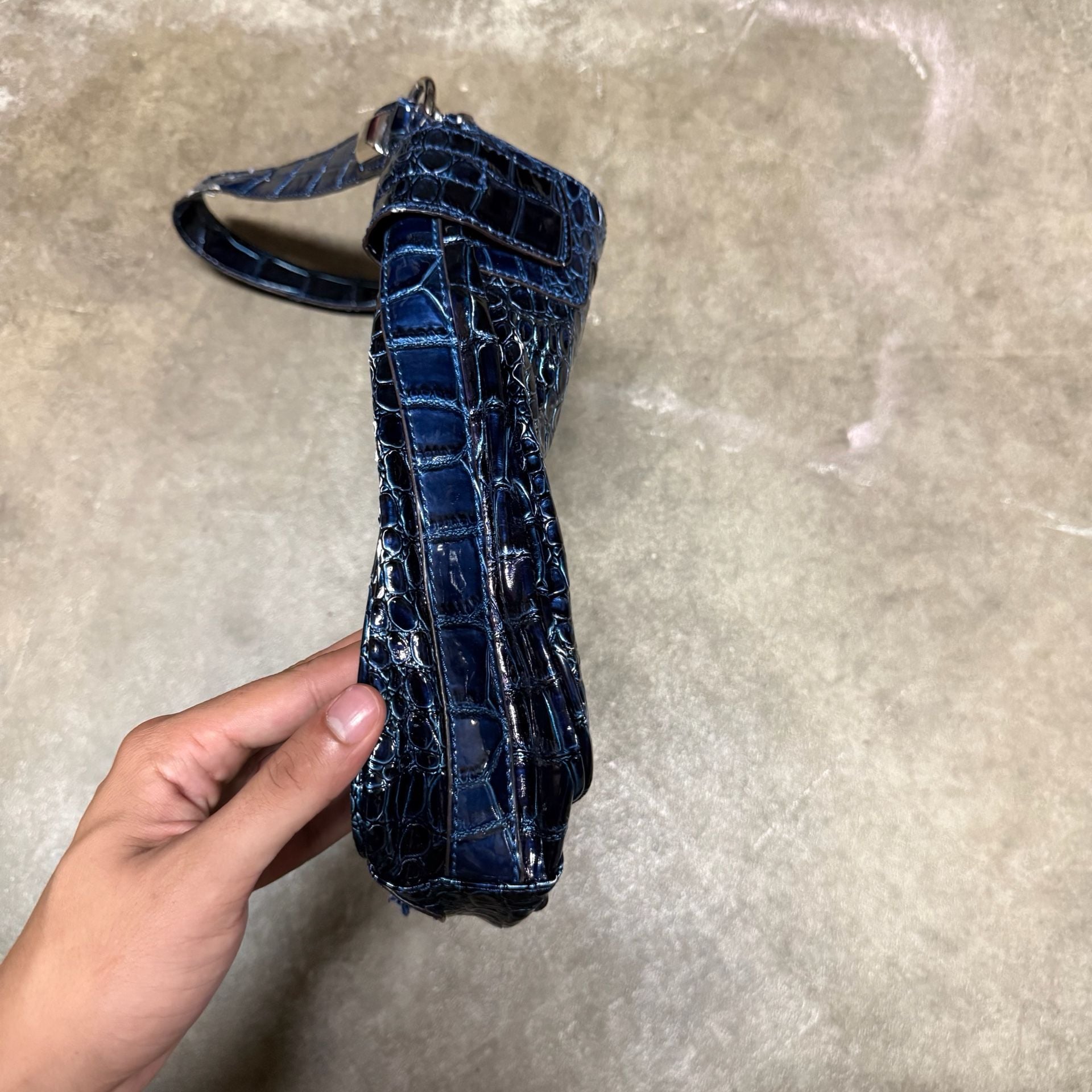 Guess Blue Croc Embossed Shoulder Bag Handbag 4