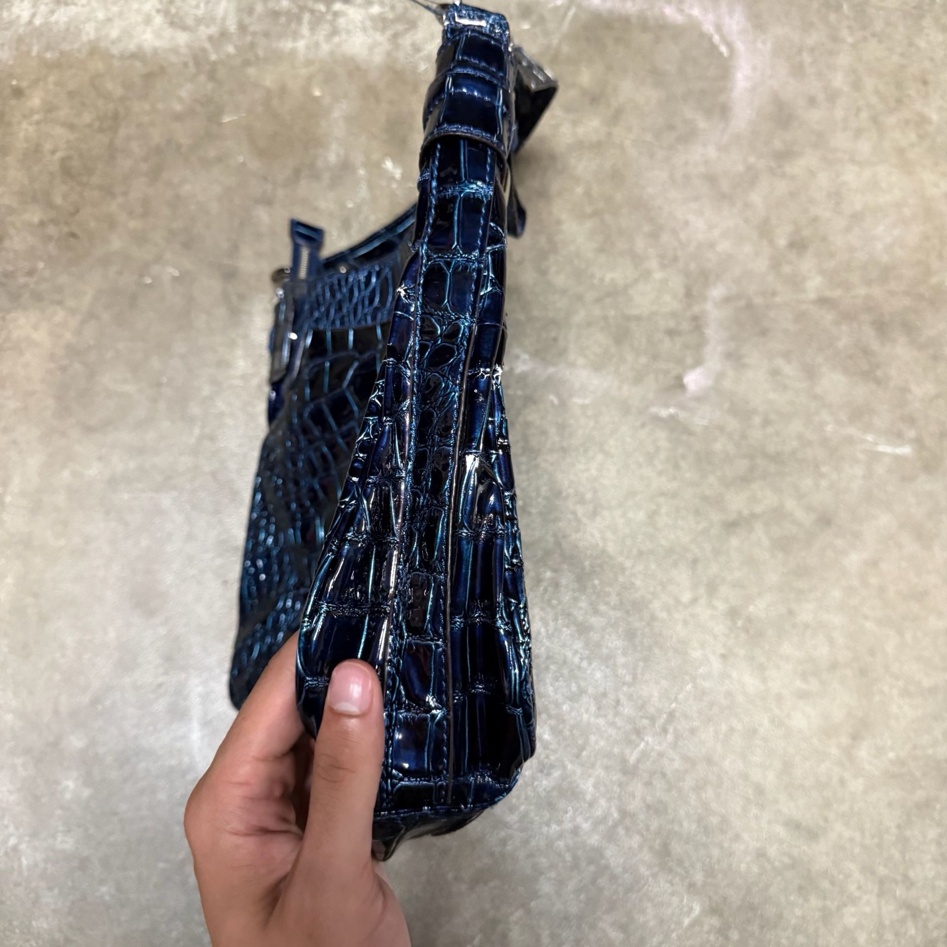 Guess Blue Croc Embossed Shoulder Bag Handbag 5