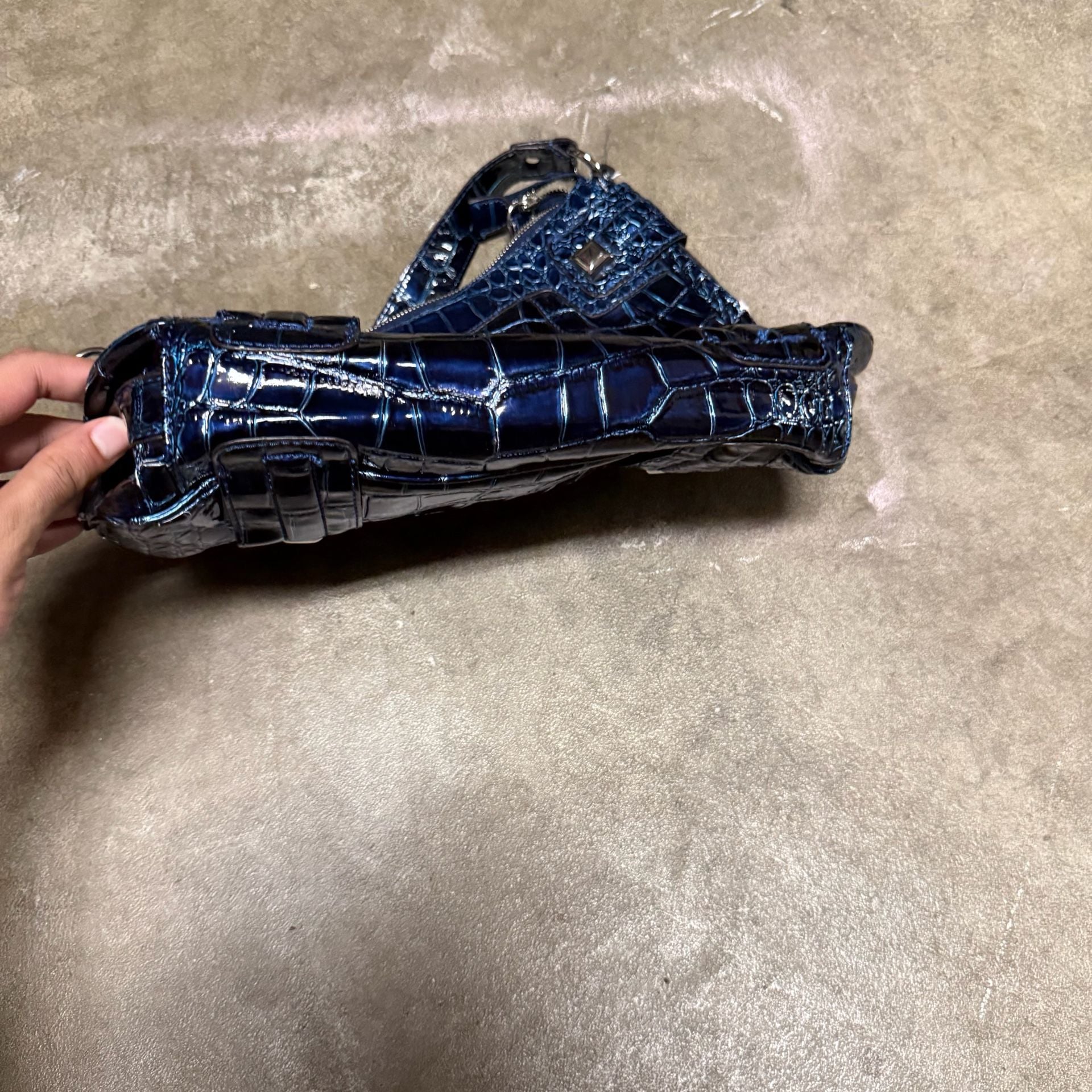 Guess Blue Croc Embossed Shoulder Bag Handbag 9