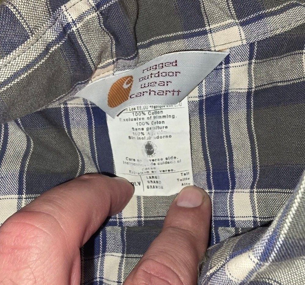 Carhartt Plaid Long Sleeve Button Down Shirt Size Large Tall 3