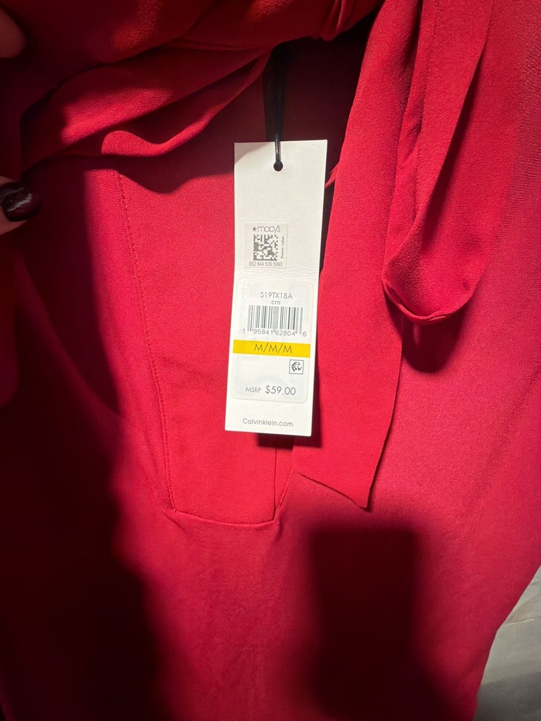 Calvin Klein Tie-Neck Top Size M Red Sleeveless Blouse 4