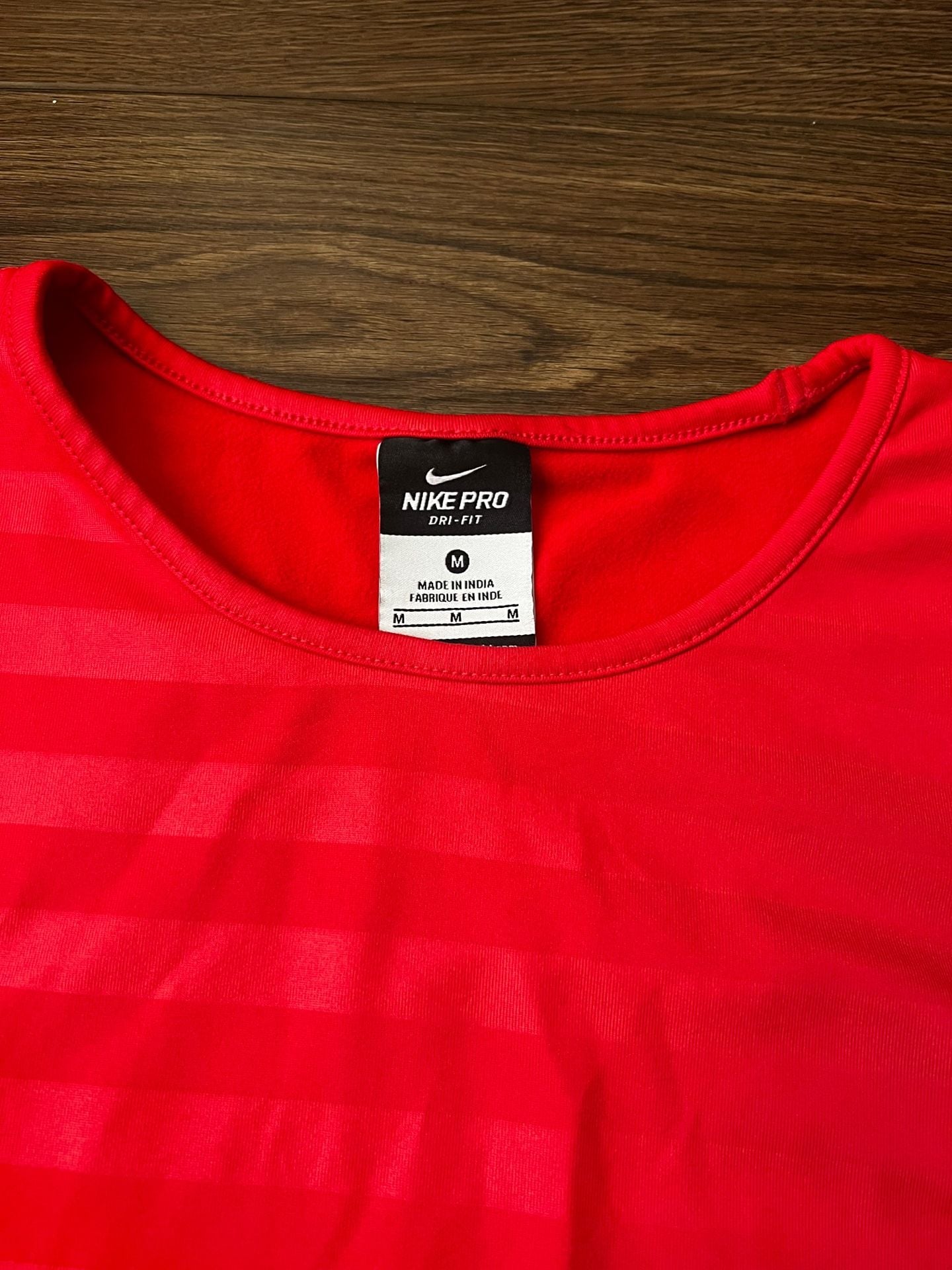 Nike Pro Dri-FIT Long Sleeve Shirt Size M Red Striped Thermal Fleece 3