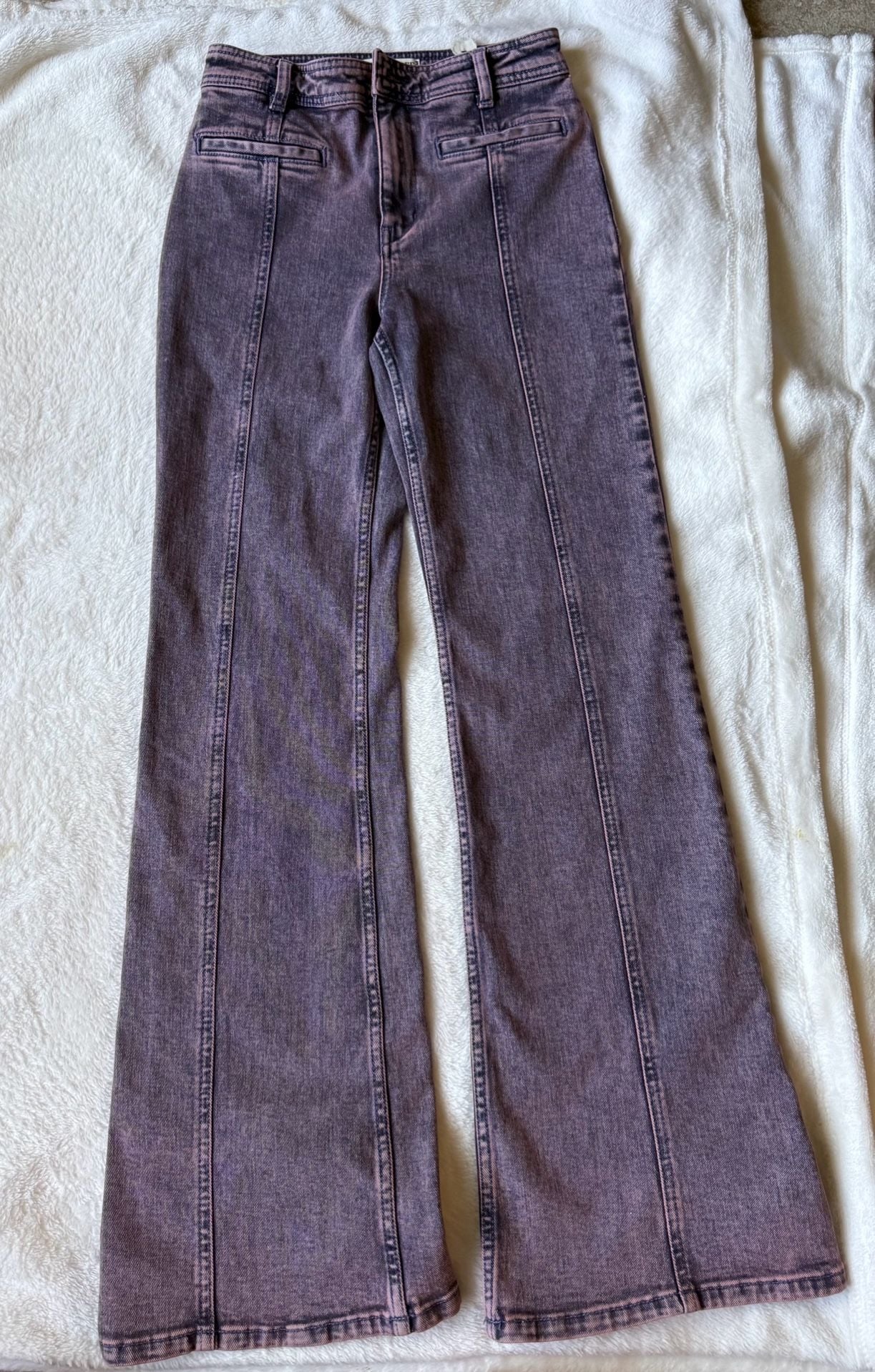 We The Free Star Flare Jeans 26S Purple Acid Wash Metallic Star Pockets Y2K
2