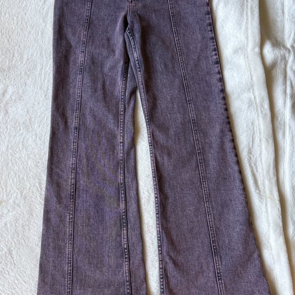 We The Free Star Flare Jeans 26S Purple Acid Wash Metallic Star Pockets Y2K