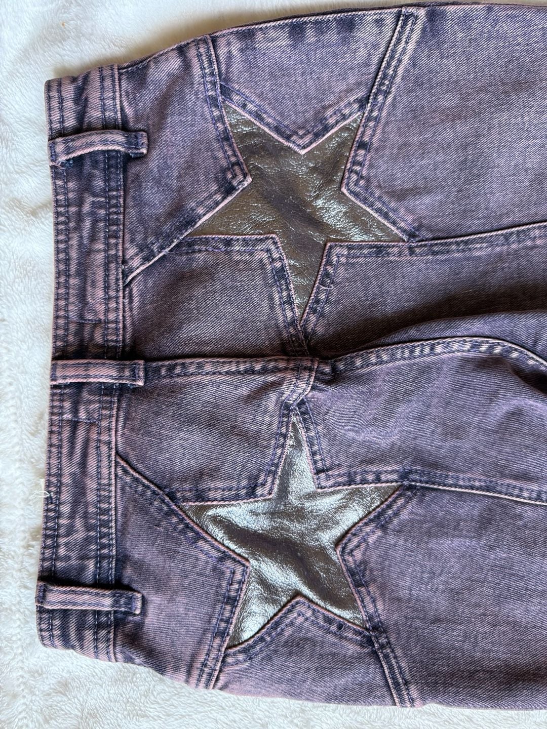We The Free Star Flare Jeans 26S Purple Acid Wash Metallic Star Pockets Y2K
7