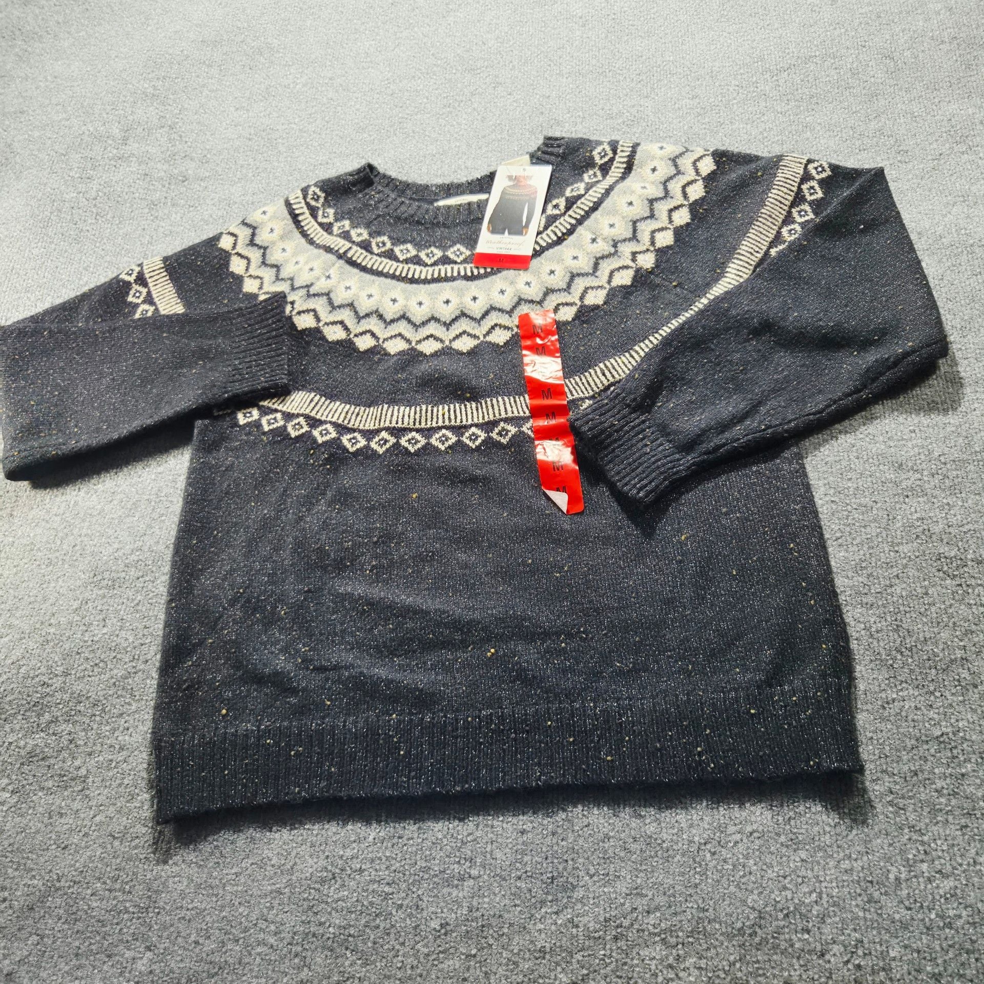 Weatherproof Vintage Fair Isle Sweater Size M Black Nordic Knit 2