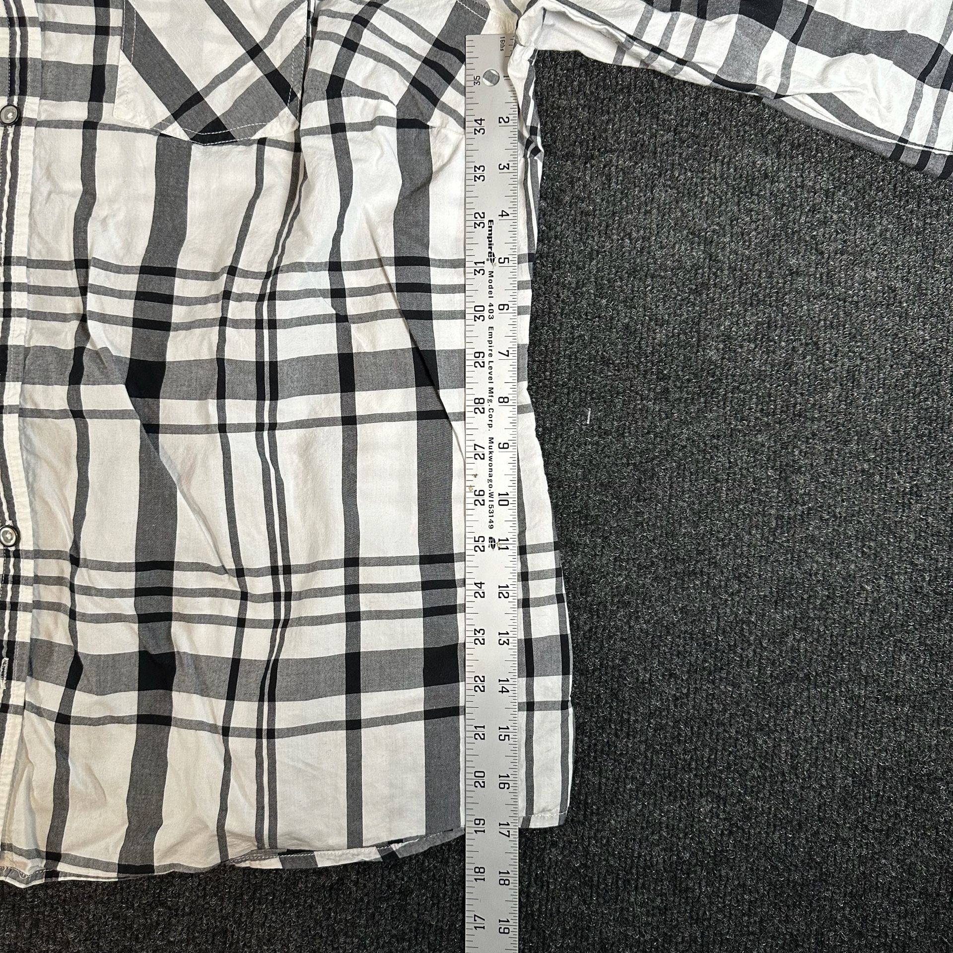 Dressbarn Plaid Button Down Shirt Size 2X Black White Cotton 8