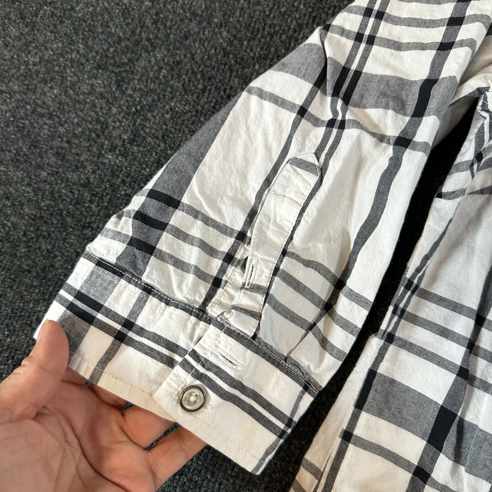 Dressbarn Plaid Button Down Shirt Size 2X Black White Cotton 10