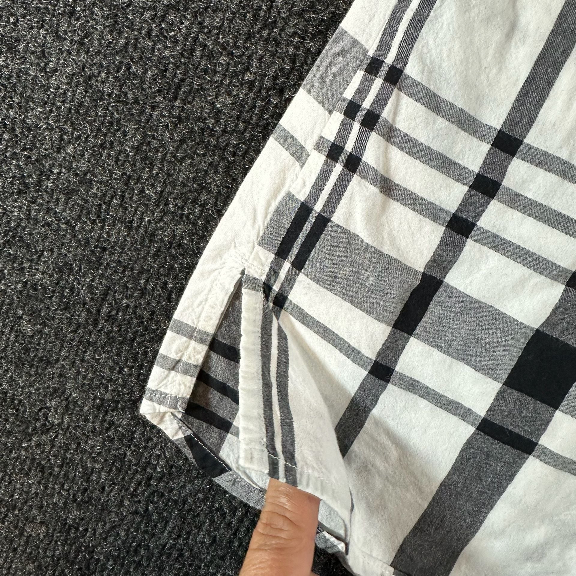 Dressbarn Plaid Button Down Shirt Size 2X Black White Cotton 13